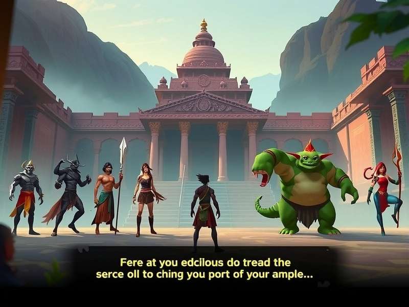 Mystic Path Legends gameplay screenshot showing character in ancient Indian temple
