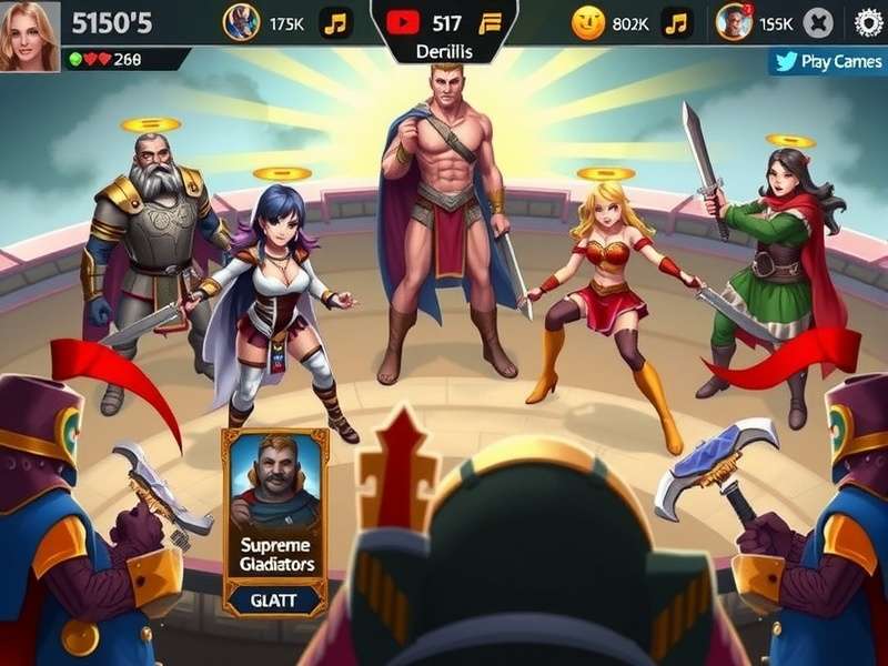 Supreme Gladiators Character Selection Screen Supreme Gladiators gameplay screenshot showing character selection