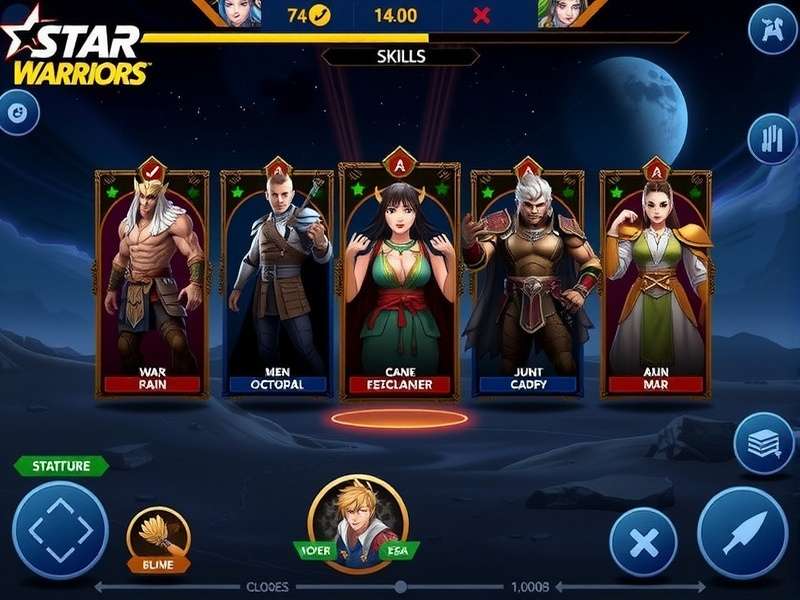 Star Warriors Combat Interface Star Warriors combat interface showing skill buttons