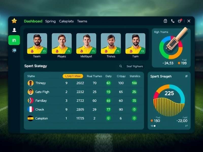 Real11 Cricket Frenzy Player Analytics Real11 Cricket Frenzy strategy dashboard showing player statistics