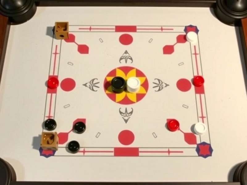 Carrom Elite Hero Board Setup Carrom Elite Hero board setup with pieces