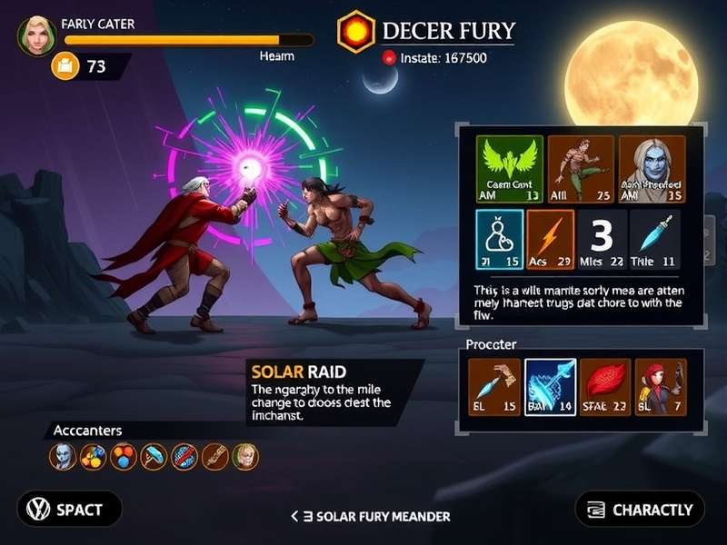 Solar Fury Meander - Hero Selection Interface Solar Fury Meander character selection screen