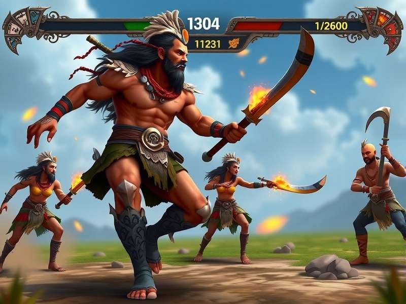 Intense combat in Goan Warrior Fury Goan Warrior Fury gameplay screenshot showing combat