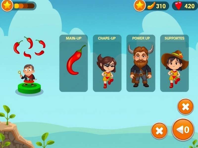 Power-Up System in Fiery Chilli Trailblazer Fiery Chilli Trailblazer power-up system interface