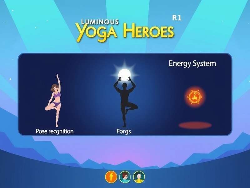 Luminous Yoga Heroes Game Interface Luminous Yoga Heroes game interface showing yoga poses and characters