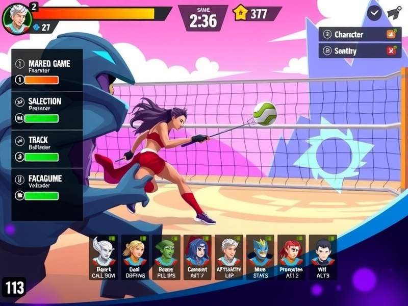Character Roster in Vibrant Volley Crusader Vibrant Volley Crusader character selection screen