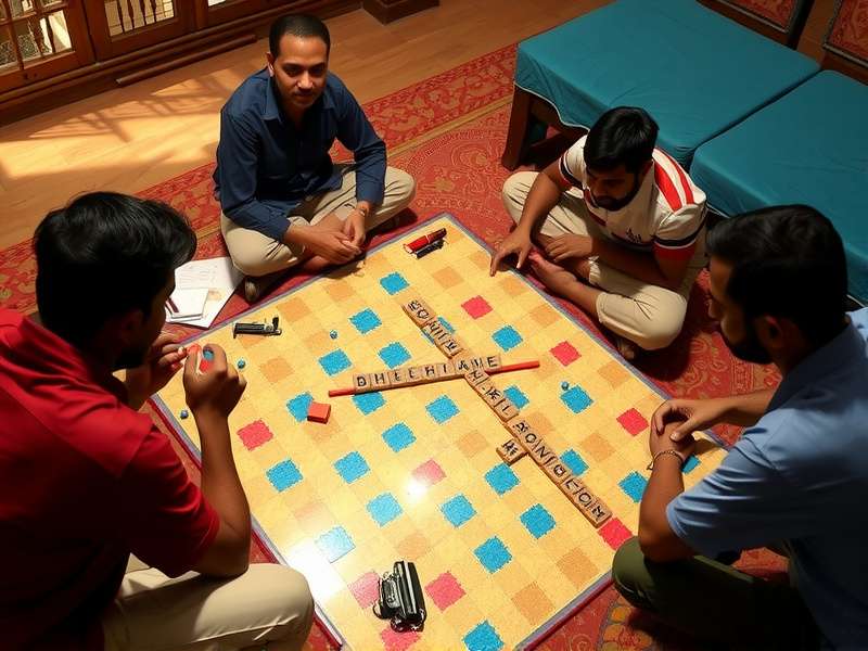 Indian Scrabble Adventure Game Components Indian Scrabble Adventure board game setup