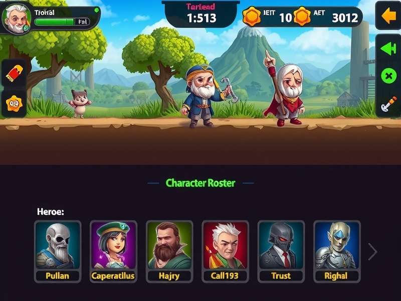 Character roster in Abdul S Fantasy Flee showing different heroes