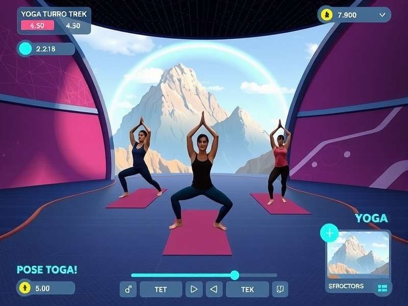 Yoga Turbo Trek Virtual Yoga Experience Yoga Turbo Trek gameplay showing yoga poses in virtual environment