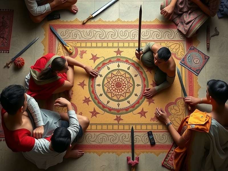 Historical Depiction of Sacred Warriors Route Ancient manuscript depicting Sacred Warriors Route gameplay