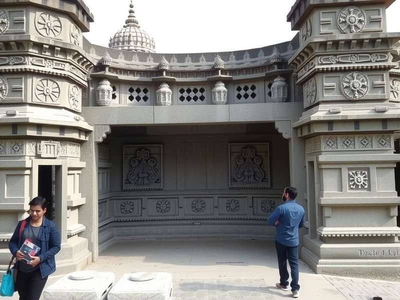 Detailed stone carvings at Belur Temple showing geometric patterns