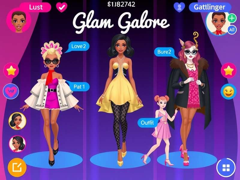 Glam Galore Fashion Customization Interface Glam Galore game interface showing fashion customization options