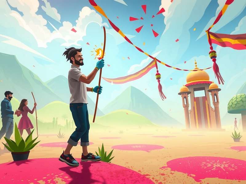 Vibrant Holi Festival Environment in Holi Euphoric Expedition Holi Euphoric Expedition gameplay showcasing colorful festival environment