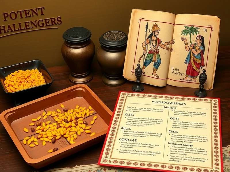 Historical Depiction of Potent Mustard Challengers Ancient Indian manuscript depicting Potent Mustard Challengers gameplay