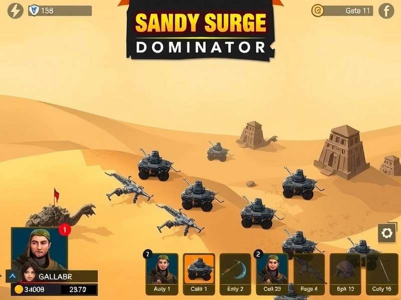 Sandy Surge Dominator Gameplay Sandy Surge Dominator gameplay screenshot showing desert battlefield