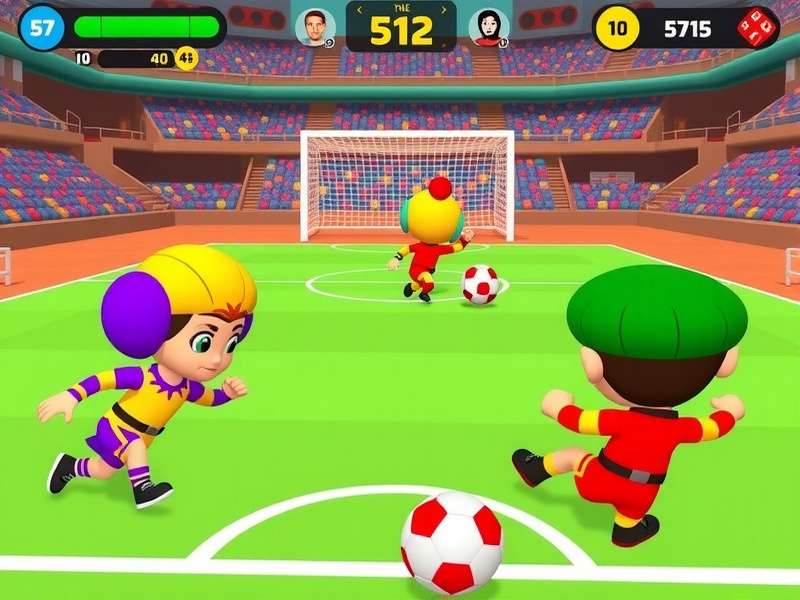 Motu Patlu Football Challenge gameplay screenshot showing characters playing football