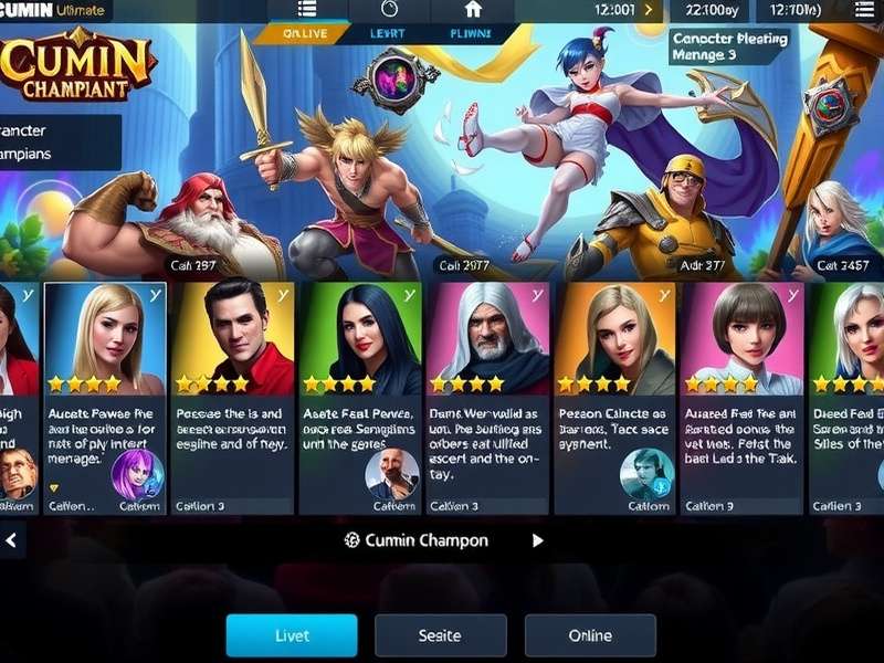 Character Selection Screen Cumin Champion Ultimate character selection screen showing diverse champions