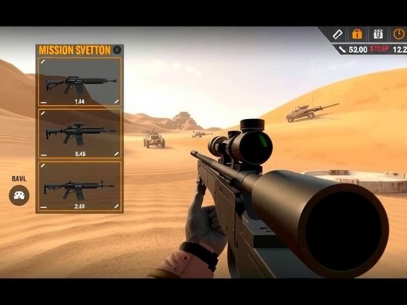 Desert Sniper Elite - Weapon Customization Screen Weapon customization interface in Desert Sniper Elite