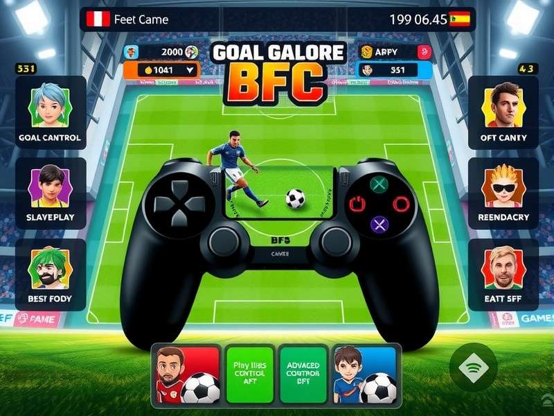 Goal Galore BFC Gameplay Interface Goal Galore BFC main gameplay screen showing football action