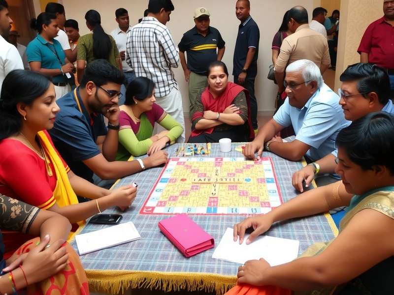 Scrabble Yatra Community Play People playing Scrabble Yatra at a community event in India