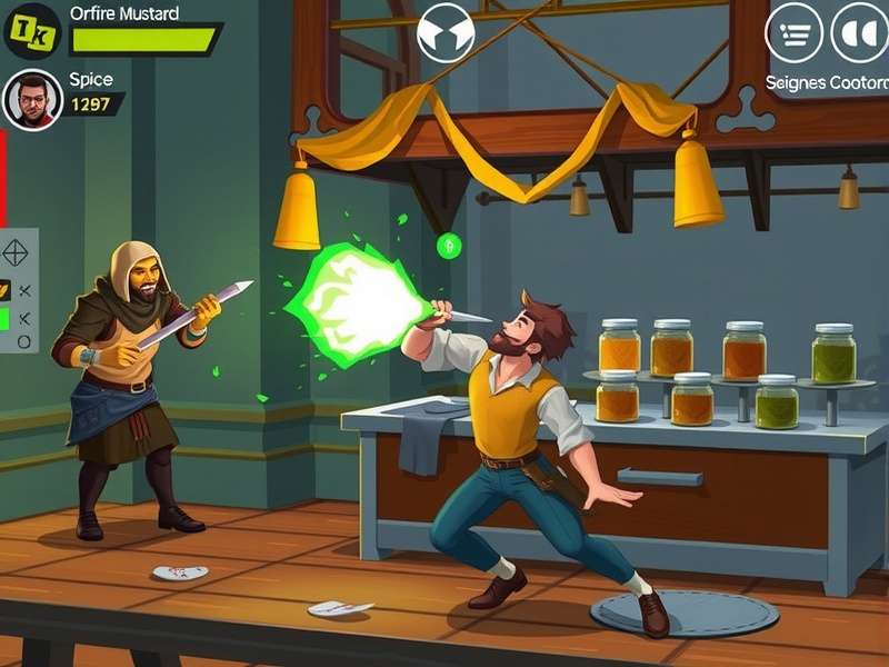 Coriander Mustard Brawl intense gameplay action Coriander Mustard Brawl gameplay screenshot showing character combat