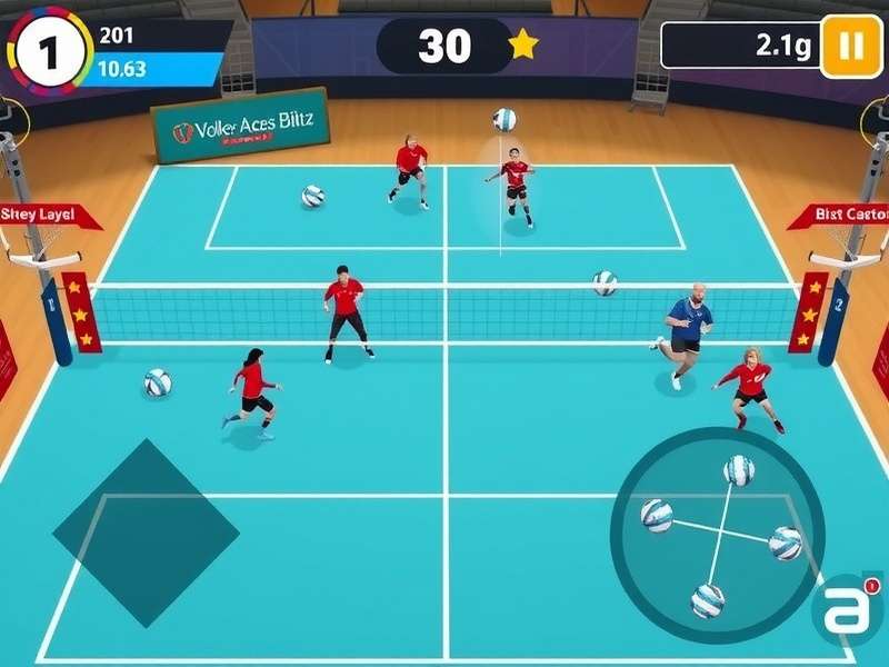Volley Aces Blitz Gameplay Volley Aces Blitz gameplay screenshot showing intense volleyball action