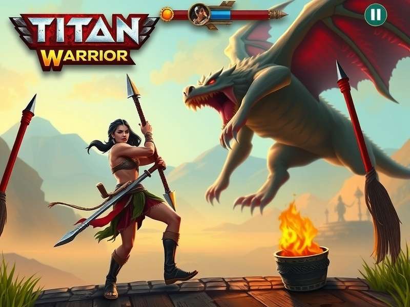 Titan Warrior Indian Realm Combat Scene Titan Warrior Indian Realm gameplay screenshot showing character combat
