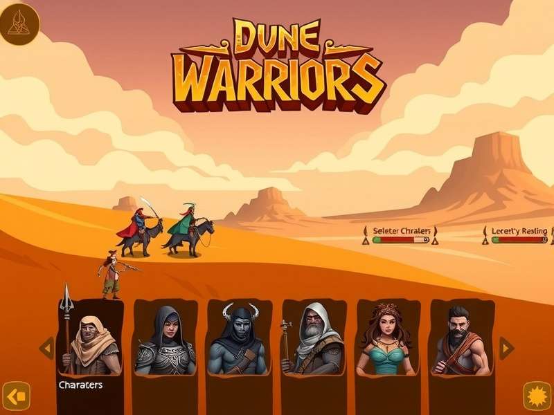 Dune Warriors gameplay screenshot showing desert landscape and characters