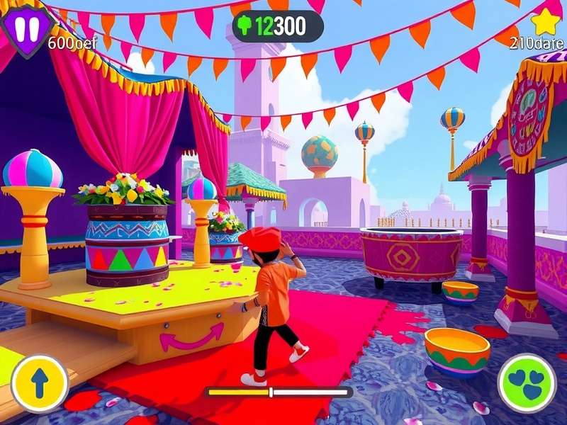 Vibrant Holi Celebration Scene Colorful Holi celebration scene in Holi Glow Gallivant