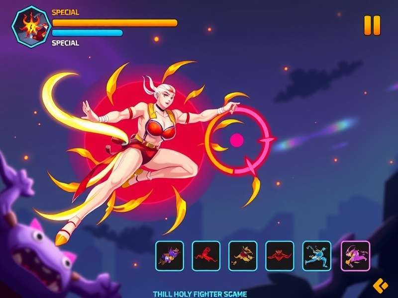 Holy Flow Fighter Gameplay Holy Flow Fighter gameplay screenshot showing vibrant colors and action