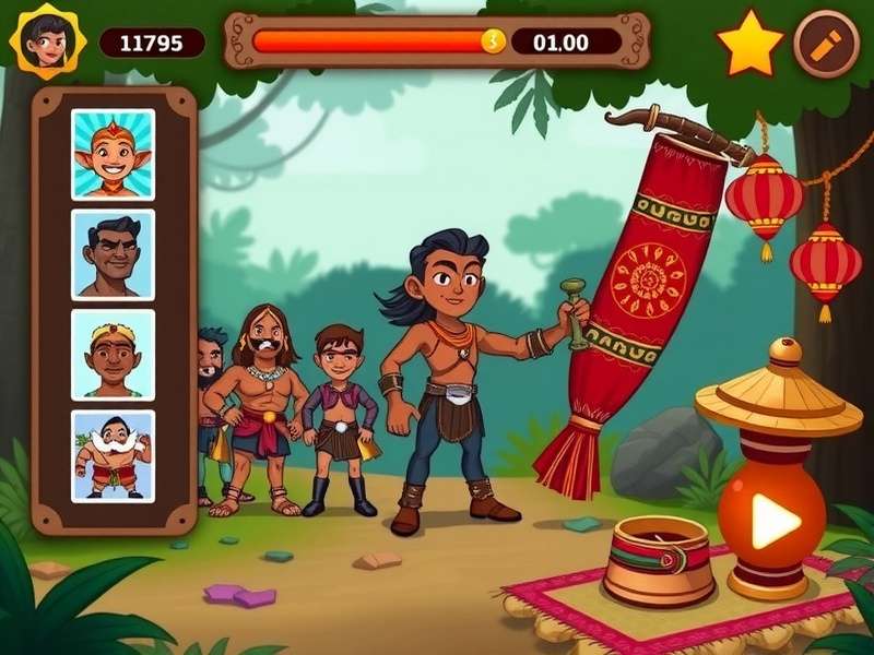 Jungle Bheem Adventure Quest Characters Character lineup from Jungle Bheem Adventure Quest showing main heroes and villains