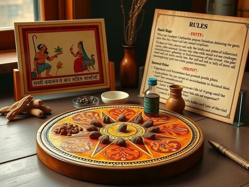 Traditional Potent Mustard Challengers Game Setup Traditional Potent Mustard Challengers gameplay setup with mustard seeds and playing board