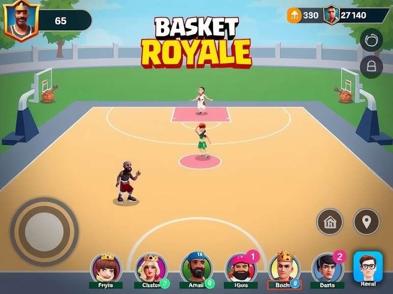 Basket Clash Royale Gameplay Basket Clash Royale gameplay screenshot showing basketball court with royal characters