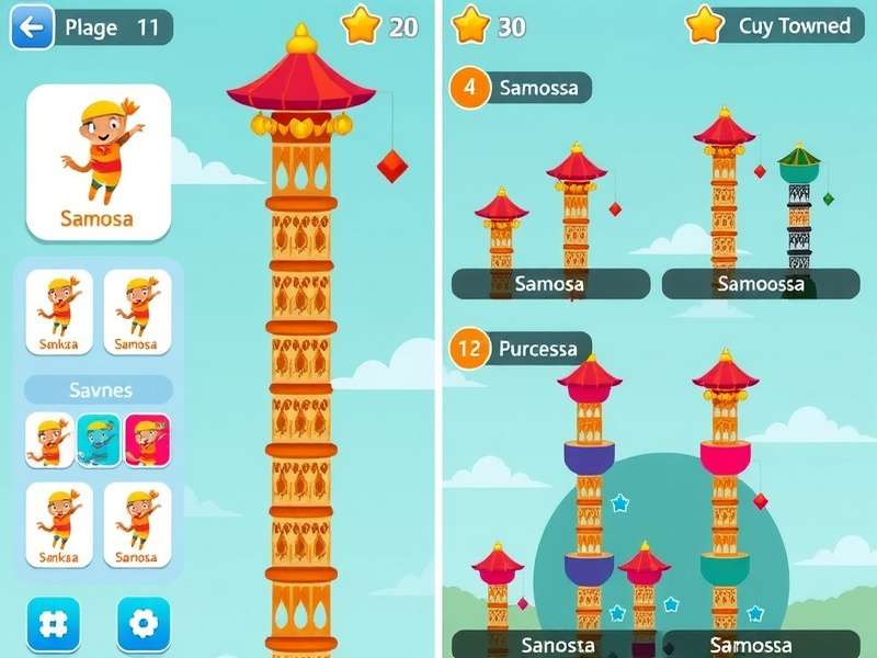 Samosa Helix Leap Level Progression Samosa Helix Leap level progression showing different tower designs