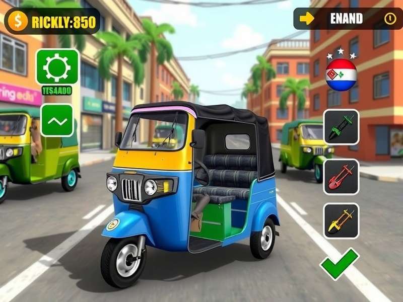 Rickshaw Champion Customization Options Rickshaw Champion upgrade and customization screen showing various rickshaw modifications