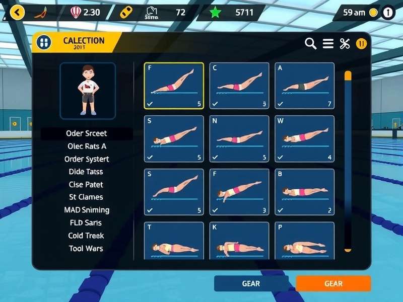 Character Customization in Swimming Sensations India Swimming Sensations India character customization and gear selection screen