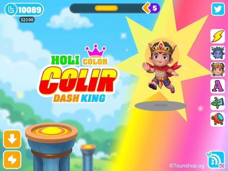 Holi Color Dash King Colorful Gameplay Interface Holi Color Dash King gameplay showing colorful interface and character