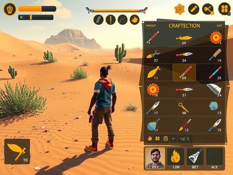 Indian Sun Survival Crafting System Crafting interface in Indian Sun Survival showing various tools