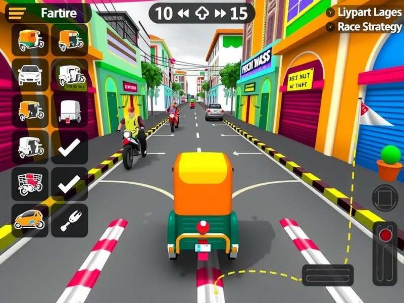 Rickshaw Racer Pro - Racing Strategies Rickshaw Racer Pro race strategy illustration showing optimal racing lines