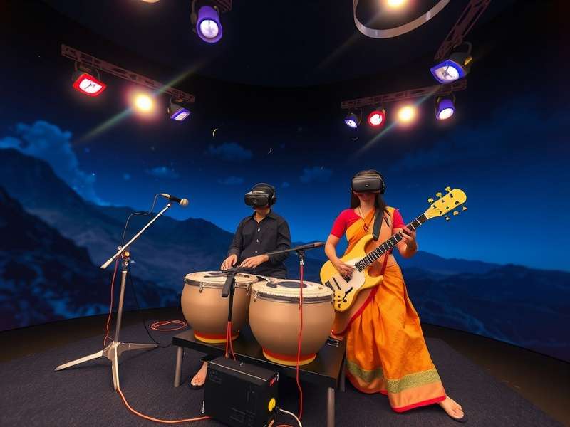 Raga Explorer VR Collaborative Performance Raga Explorer VR collaborative performance mode with multiple virtual musicians