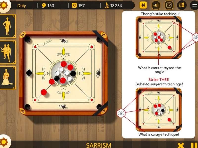 Carrom Strike Techniques Visual Guide Diagram showing different carrom strike techniques and angles