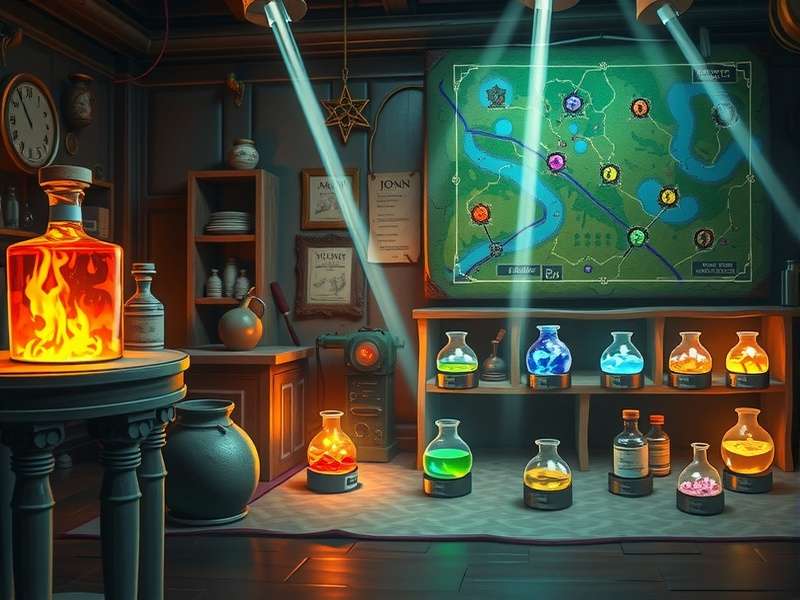 Arcane Alchemists Magical Laboratory Arcane Alchemists magical gameplay scene showing alchemy laboratory