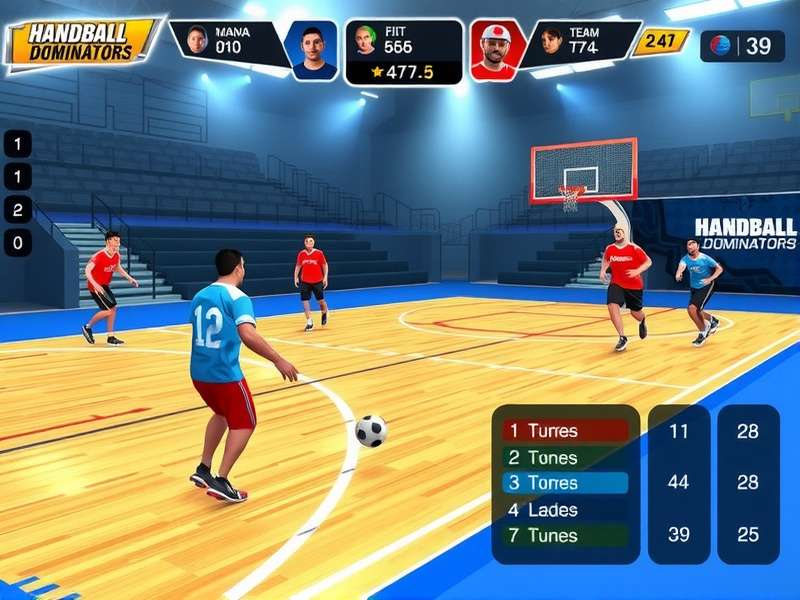 Handball Dominators Gameplay Interface Handball Dominators gameplay screenshot showing realistic court and players