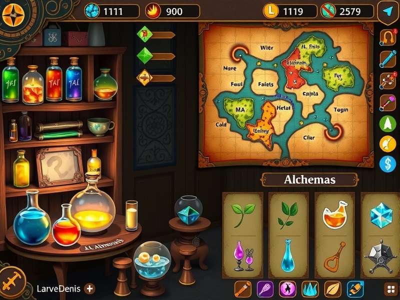 Alchemya World Map with Elemental Regions Map of Alchemya showing different elemental regions