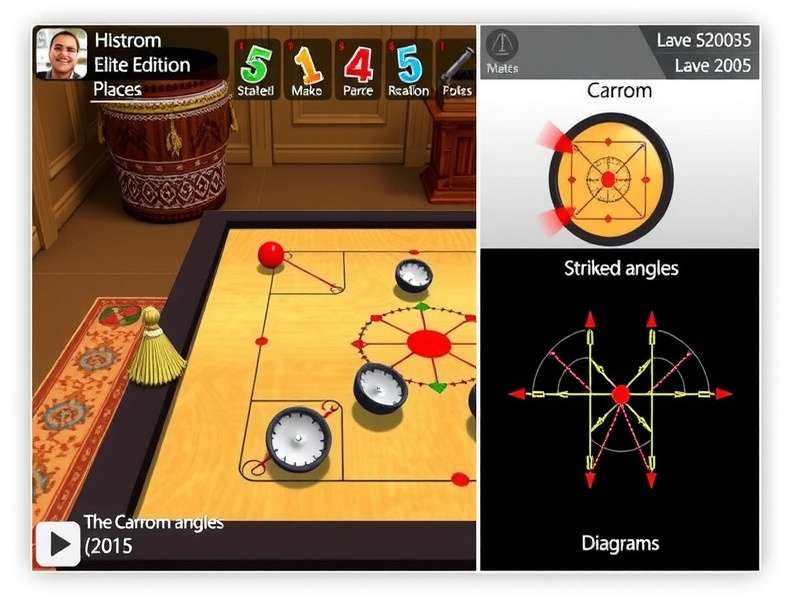 Carrom Elite Edition Digital Interface Carrom Elite Edition gameplay interface showing digital carrom board