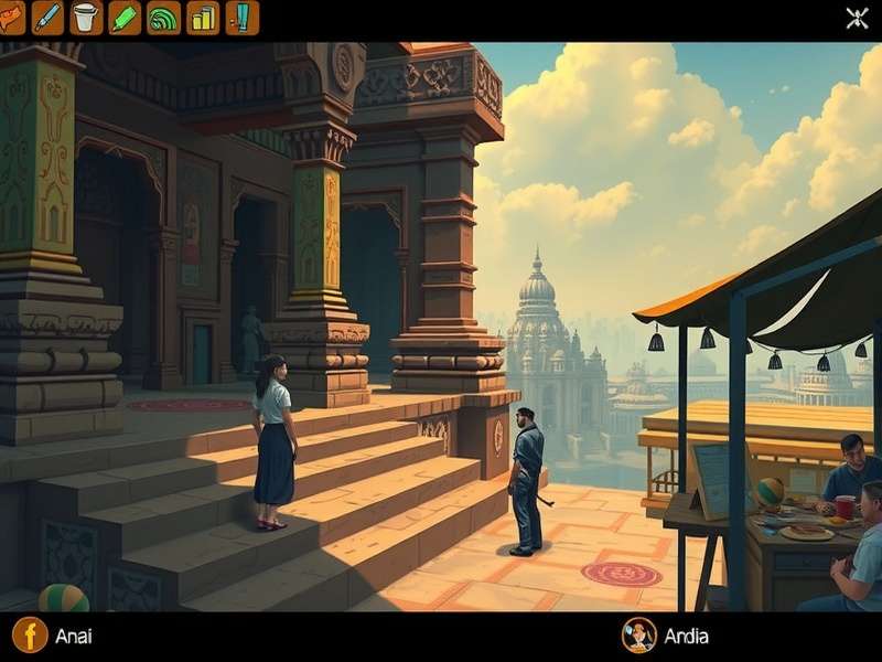 Anise Mystery India - Character Interactions Anise Mystery India character interacting with non-player character in marketplace