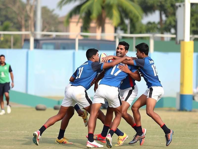 Indian Rugby High Flyers Team Action Indian Rugby High Flyers team in action during a match