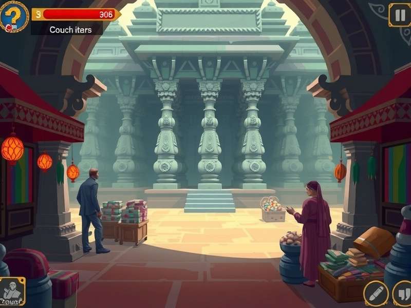 Anise Mystery India Gameplay - Temple Exploration Anise Mystery India gameplay screenshot showing character exploring ancient Indian temple