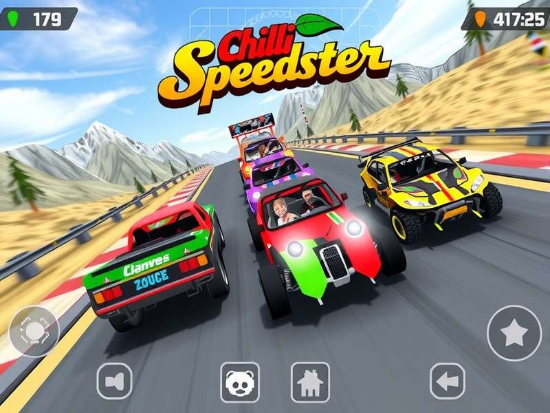 Chili Speedster Gameplay Chili Speedster gameplay screenshot showing colorful racing cars