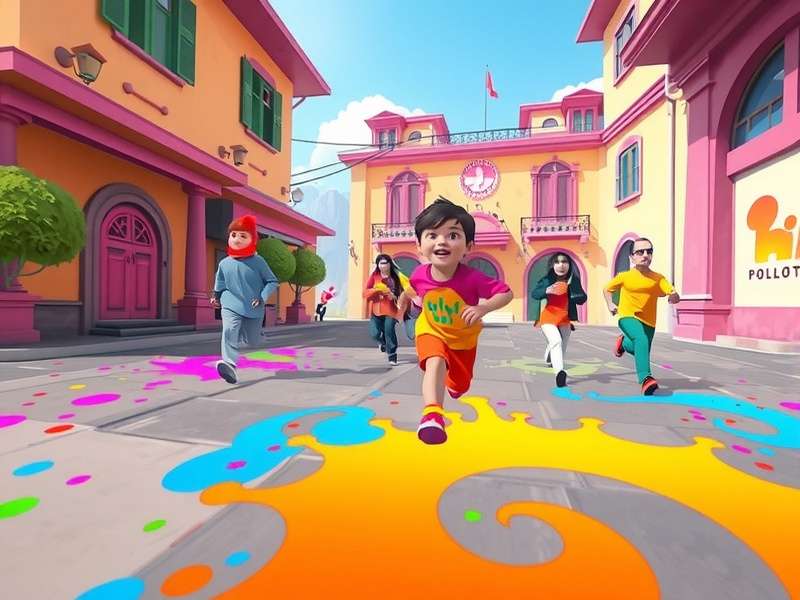 Game Controls and Interface Festive Holi Sprint control interface and gameplay mechanics